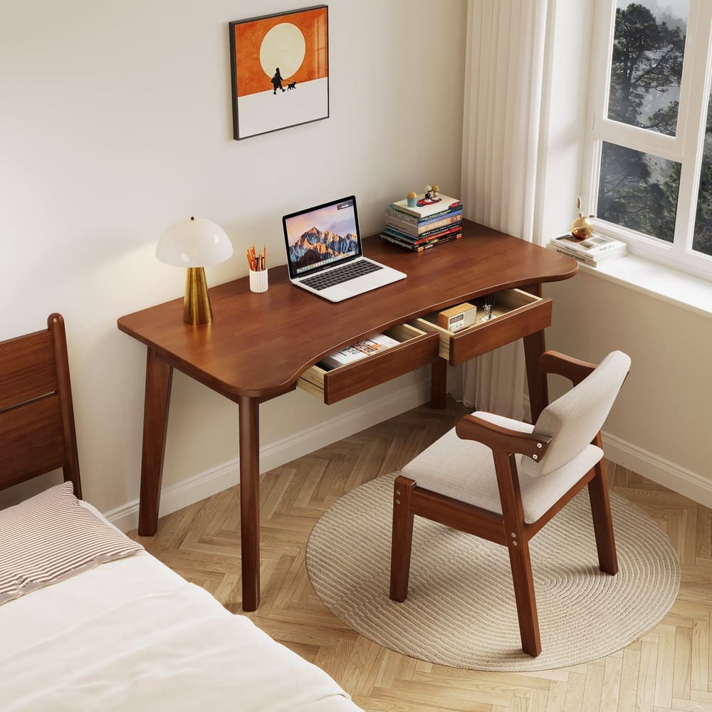 Solid wood study cheap table and chair