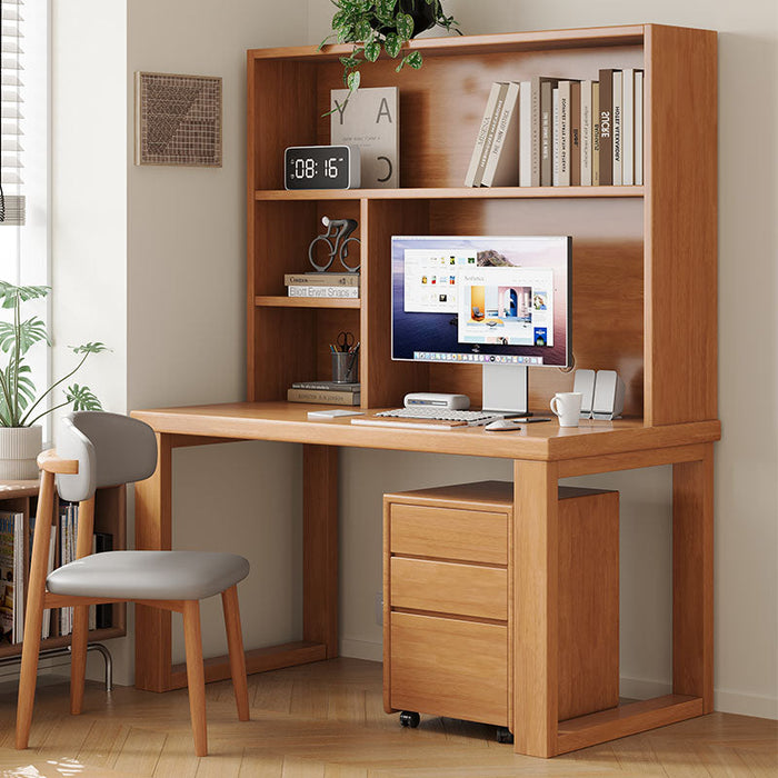 Maddie Solid Timber Study Desk with Bookshelf and Movable Side Cabinet ...