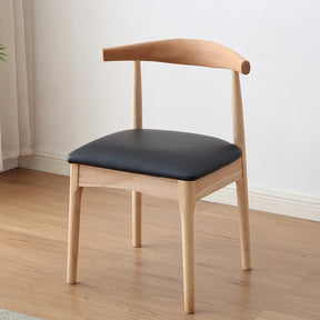 Leo Timber  Chair/Solid wood legs/ PU leather/Minimalist/Black Cushion