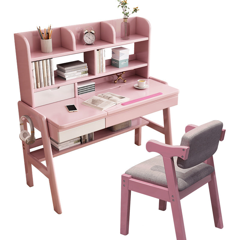 Pink Avelinn Study Desk and Z Shape Chair Set