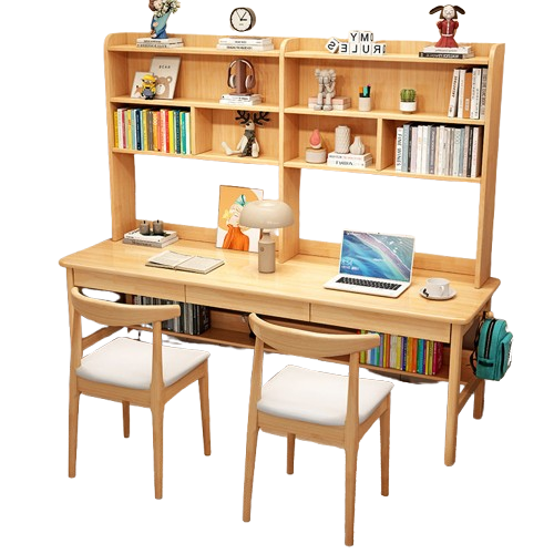 Natural Trejan Study Desk and Leo Chairs  set