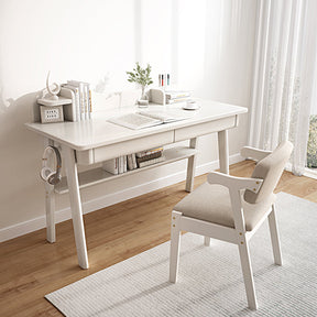 White Andri Study Desk and Z Shape Chair  set