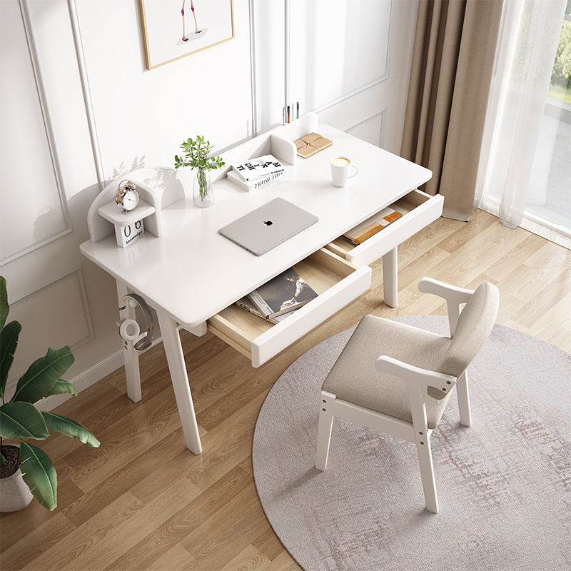 White Andri Study Desk and Z Shape Chair  set