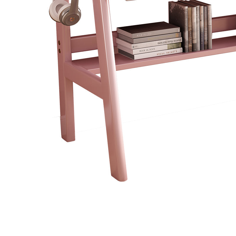 Ave Solid Wood Study Desk with Shelf and Drawers/Bookcase/Rubberwood/Pink