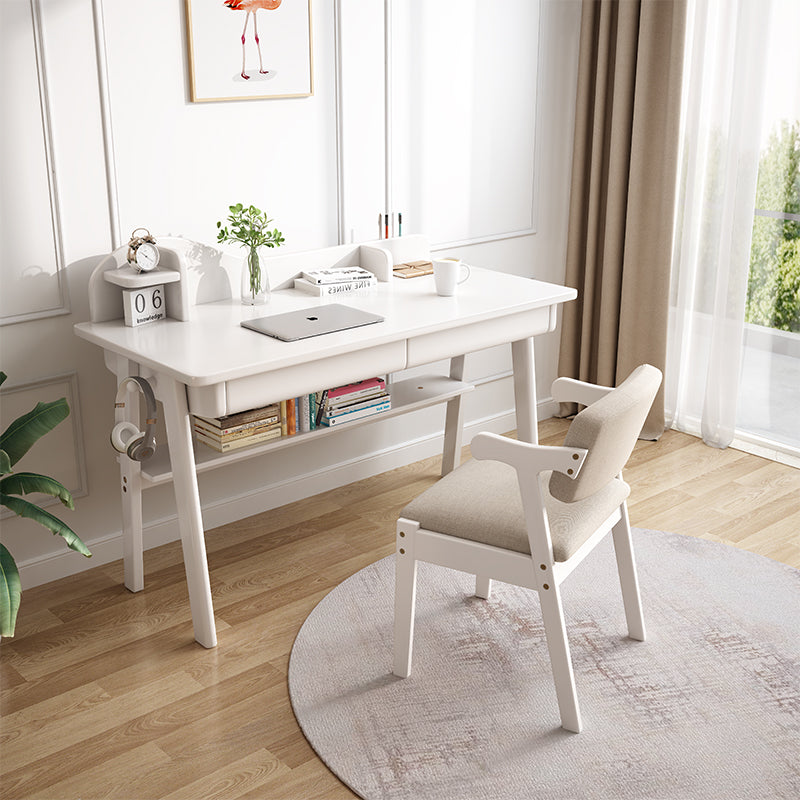 White Andri Study Desk and Z Shape Chair  set