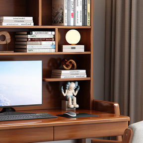 Bahid Study Desks/Solid Wood Study Desk with Shelf/Home Office/Walnut