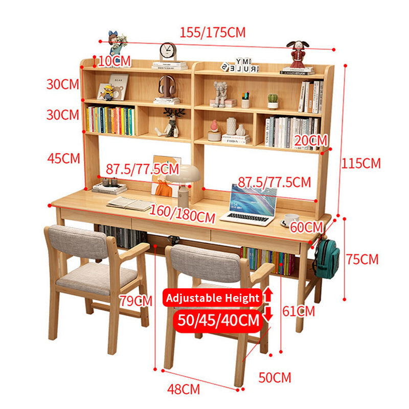 Natural Trejan Study Desk and Leo Chairs  set