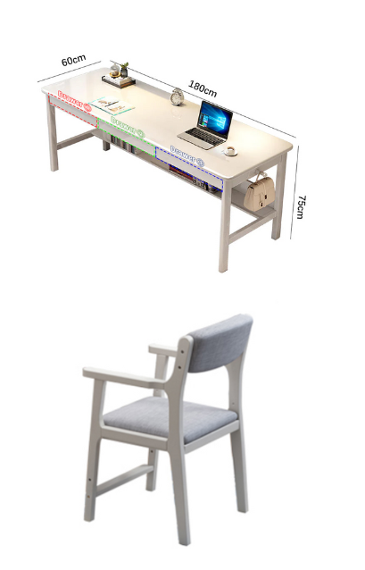 White Lynard Study Desk and Sinoa Chairs  set