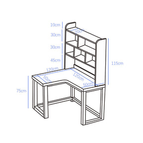 Ruger Ultra-Minimalist Solid Wood Corner Desk/Wood Study Desk with Bookshelf