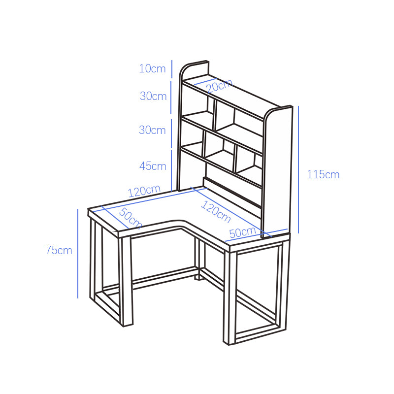 Ruger Ultra-Minimalist Solid Wood Corner Desk/Wood Study Desk with Bookshelf