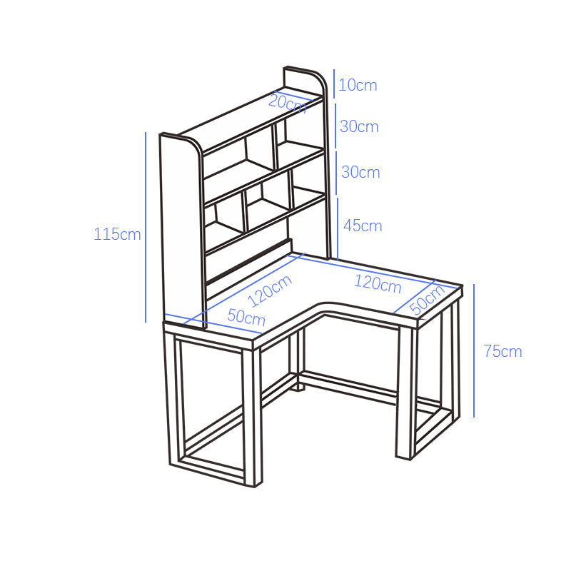 Ruger Ultra-Minimalist Solid Wood Corner Desk/Wood Study Desk with Bookshelf