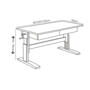 Natural Height-adjustable Study Desk with Drawers and Z Shape Chair  set