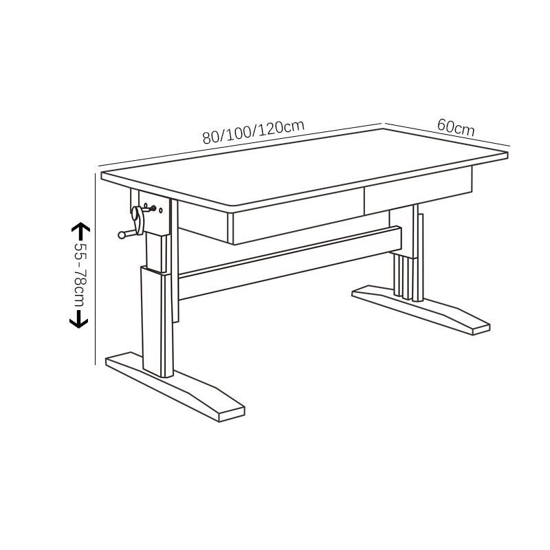 Natural Height-adjustable Study Desk with Drawers and Z Shape Chair  set