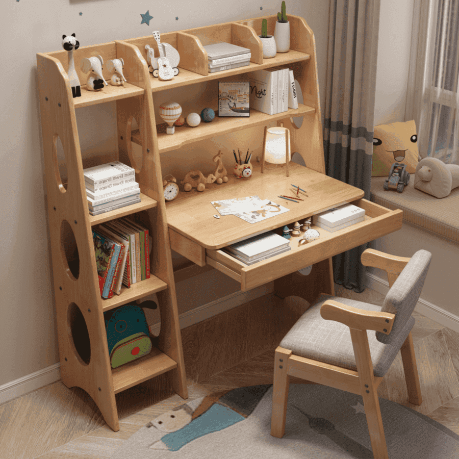 Natural Bryla Study Desk and Z Shape Chair  set