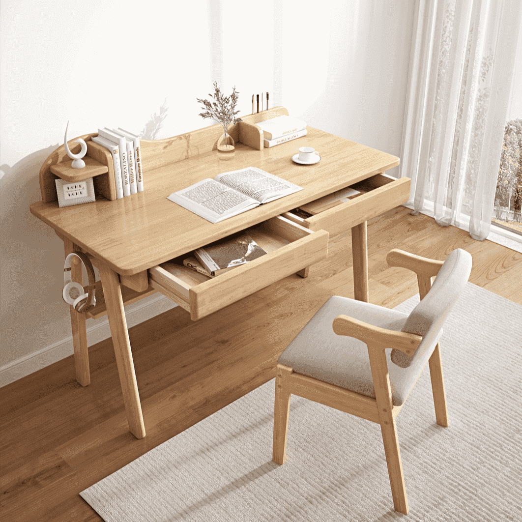 Natural  Andri Study Desk and Z Shape Chair  set