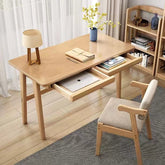 Natural Solid Wood Study Desk and Z Shape Chair  set