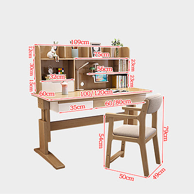 Natural Height-adjustable Study Desk and Sinoa Chair  set