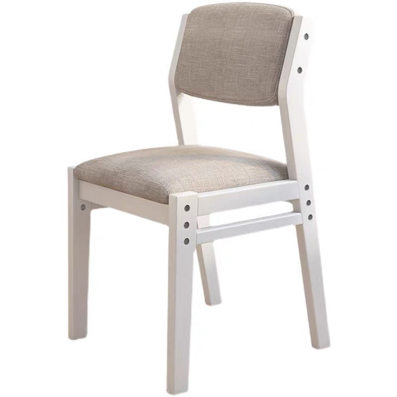 Selee Height-Adjustable Solid Timber Z Shape Chair /Rubberwood/Cotton and Linen/White