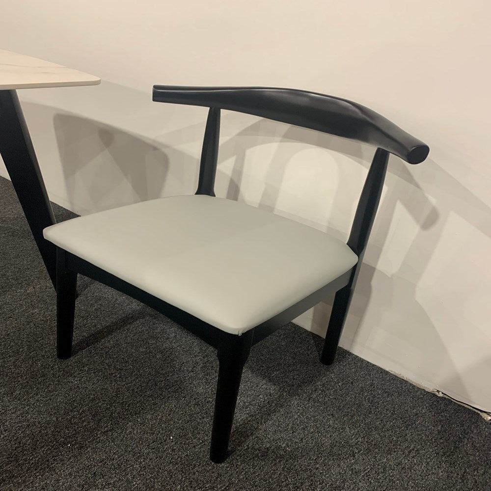 Leo Timber  Chair/Solid wood legs/ PU leather/Minimalist/Grey