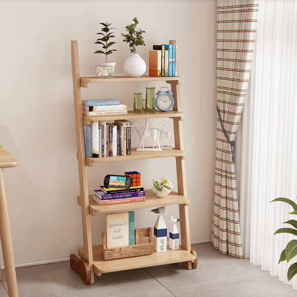 Solid Wood Five Shelf Bookcase/Timber Showcase/Plant Stand/Rack