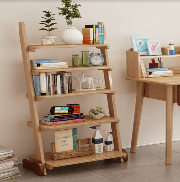 Solid Wood Five Shelf Bookcase/Timber Showcase/Plant Stand/Rack