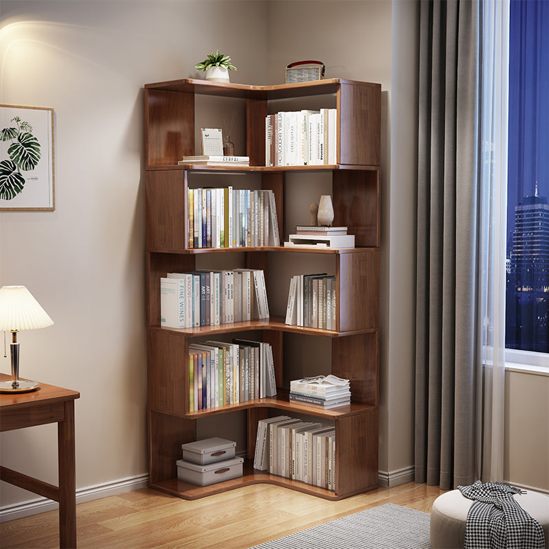 Ossab Walnut Solid Wood Corner Shelf/Bookcase/Showcase/Rubberwood