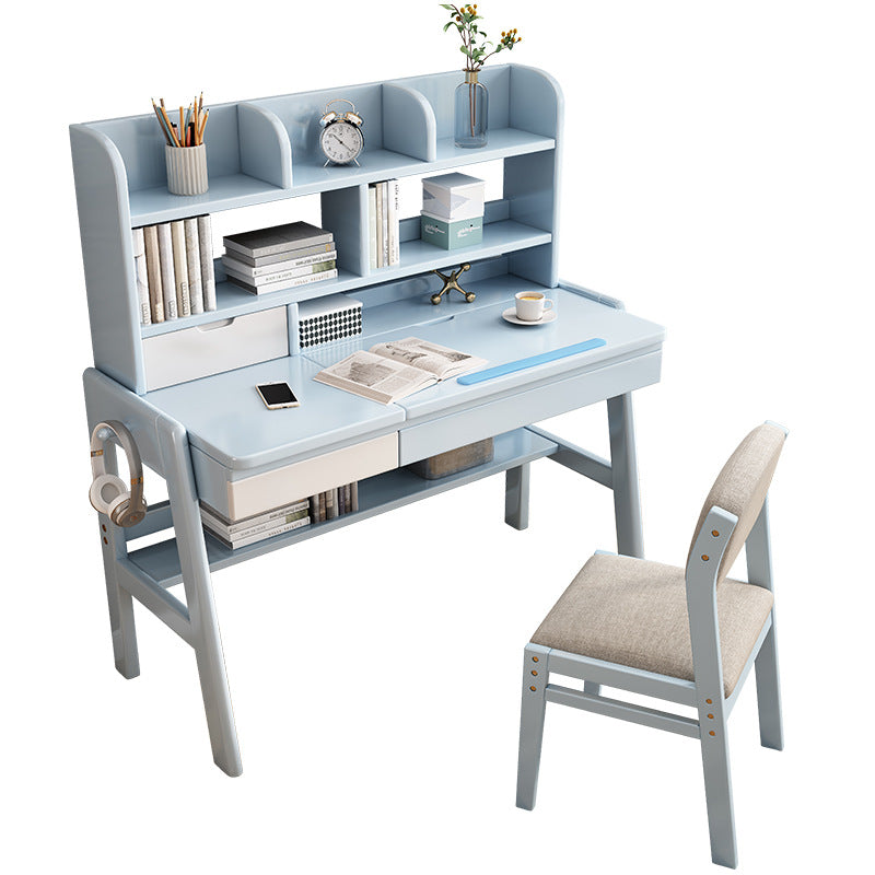 Avelinn Study Desks/Solid Wood Study Desk with Shelf/Home Office/Blue