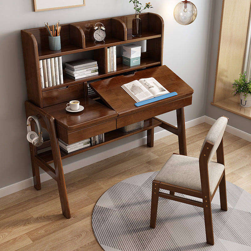 Avelinn Study Desks/Solid Wood Study Desk with Shelf/Home Office/Walnu ...