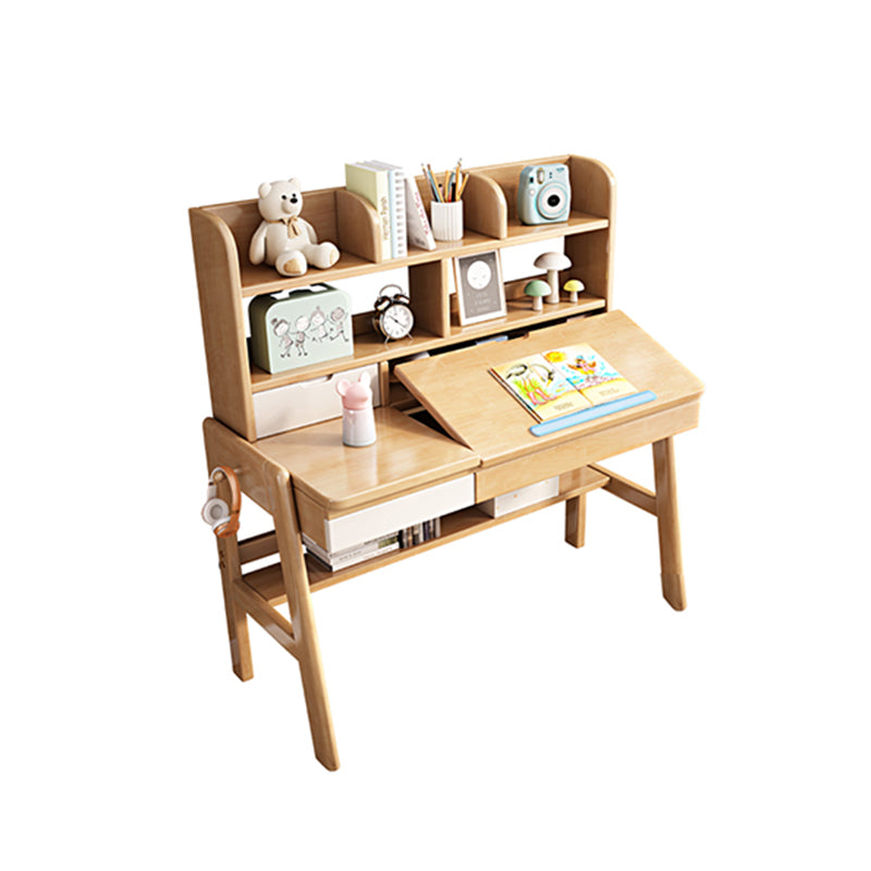 Avelinn Study Desks/Solid Wood Study Desk with Shelf/Home Office/Natural color