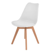 DAYO Faux Leather Seat Cushion Hard Plastic Chair/Timber Legs/White