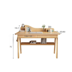 Andri Solid Wood Study Desk with Mini Shelf and Drawers/Rubberwood/Home Office Desk