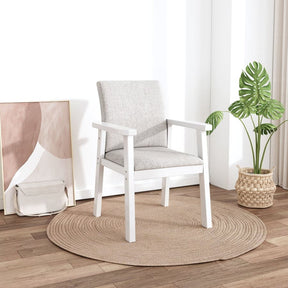 Pier Solid Timber Chair /Rubberwood/Cotton and Linen/White